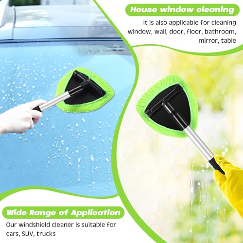 Potchen 8 Pcs Car Windshield Cleaner Tool Kit with Extendable Handle, Microfiber Towel Pads, Brush, Empty Spray Bottle for...