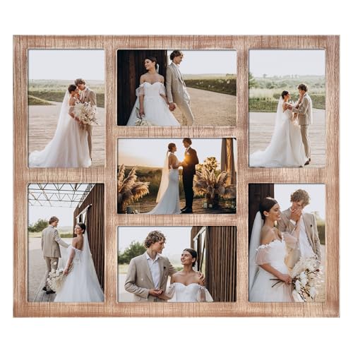 YESKAY 4x6 Picture Frame Collage for Wall Decor, Multiple Photo Collage Frames with Tempered Glass, 7-Opening for 4 x 6 Pi...