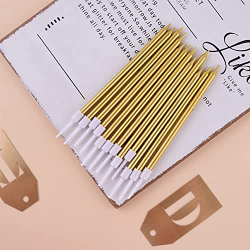 PHD CAKE Gold Long Thin Metallic Birthday Candles, Cake Candles, Birthday Parties, Wedding Decorations, Party Candles, Cak...