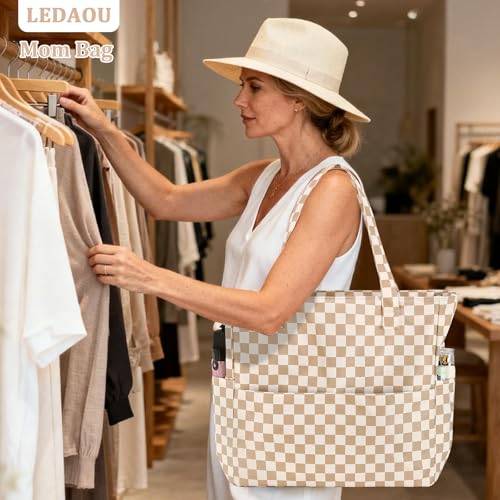 LEDAOU Large Beach Bag Women Waterproof Sandproof Zipper Beach Tote Pool Bag for Swim Gym Grocery Travel with Wet Pocket |...