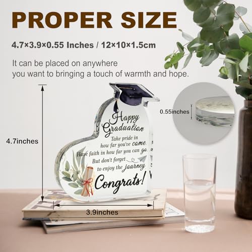 Happy Graduation Heart Acrylic Decor with Card Set Gifts for Women, Best 2026 Graduation Gifts for Her Him Women High Scho...