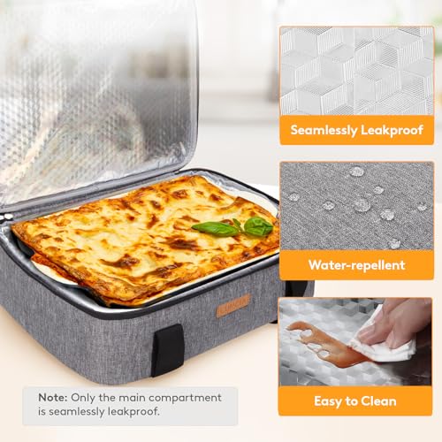 LUNCIA Insulated Single Decker Casserole Carrier, Lasagna Lugger Tote Keeps Food Hot or Cold, Thermal Lunch Bag for Potluc...