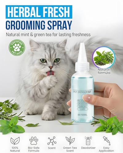 Spray Deshedding Brush for Cats & Dogs, 2-in-1 Mist Grooming Tool with Undercoat Removal, Anti-Static Pet Hair Remover, Ge...