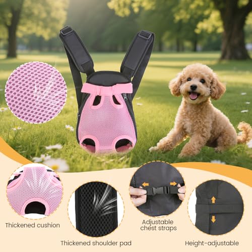 Inspack Dog Backpack Carrier/Cat Carrier, Adjustable Pet Front Carriers Travel Bag for Puppy Medium Dogs, Legs Out, Soft V...