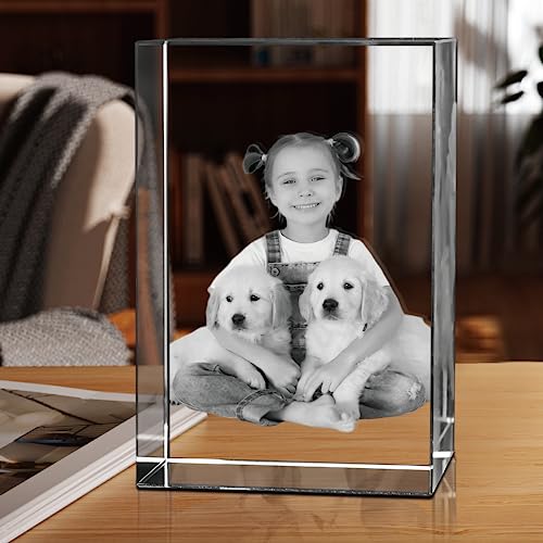 HAN'S LASER Personalized 3D Crystal Photo Cube, Custom Picture Gift for Mother's Day, Birthday, Wedding Memorial, Valentin...