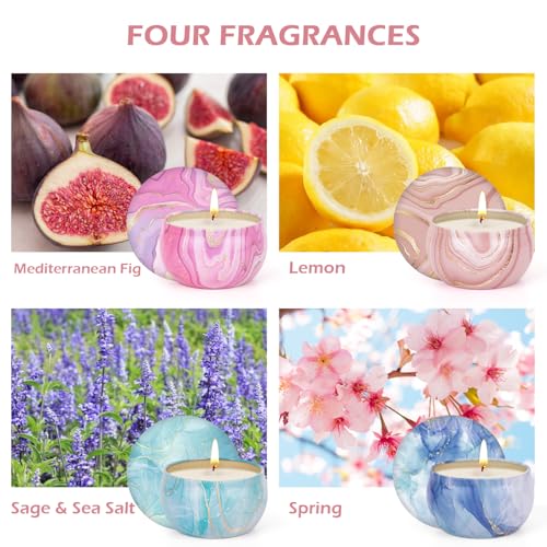 Candles Gift Set for Women, Aromatherapy Candles for Home Scented 4 Pack, 80 Hours Long Lasting, Womens Gifts for Christma...
