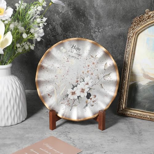 Wooden Plate Stands for Display, 7 Inch Plate Holders for Displaying, Rustic Folding Decorative Picture Frame Stand Easel ...