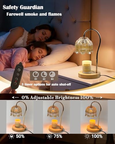 Candle Warmer Lamp With Timer Dimmable, Scented Wax Melts Warmer Lamp,Electric Flameless Fragrance Candle Warmer For Candl...