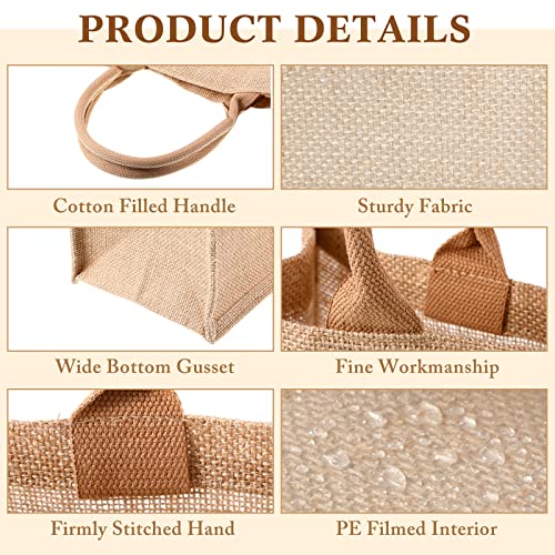Shappy 10 Pack Burlap Tote Bag Set, Reusable Blank Jute Burlap Grocery Bag with Handle for Bridesmaid Gift Shopping DIY(Jute)