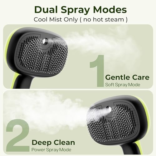 Pecute Cat Steam Brush, Self-Cleaning Steam Cat Brush with 2 Water Spray Modes, Large Capacity Tank, Steaming Renu Dog Bru...