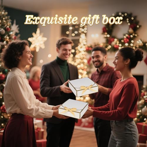 10Pack Small Gift Boxes, 6.5''x6.5''x2'' White Gift Boxes with Ribbon, Small Boxes for Gifts Birthday Wedding Party Valent...