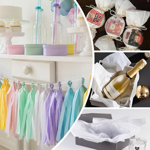 200 Sheets White Tissue Paper, 14" X 20" Tissue Papers Bulk for Christmas Wedding Birthday Showers Valentine's Day Flower ...