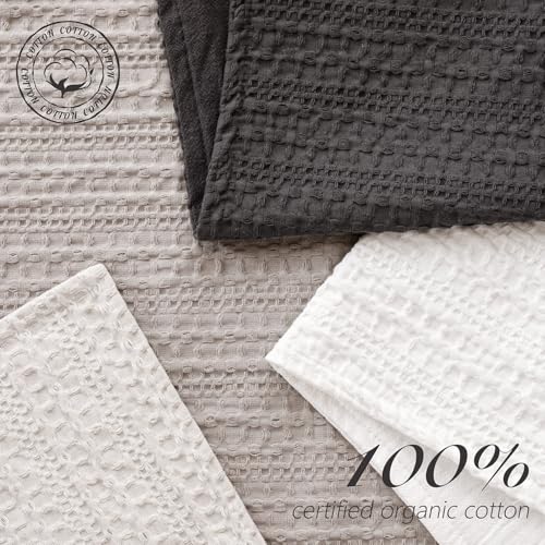 Foindtower Set of 2 Decorative Cotton Waffle Weave Throw Pillow Covers Euro Shams Cushion Covers Accent European Pillowcas...