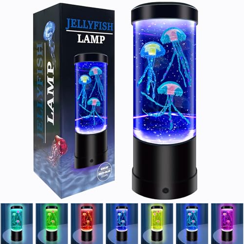 Jellyfish Lamp,7 Color Changing Aquarium Light,USB/Battery Bubble Jellyfish Night Light,Desk Mood Lamp for Home Bedroom Ro...