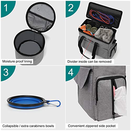 Modoker Dog Travel Bag, Weekend Pet Travel Set for Dog and Cat, Airline Approved Tote Organizer with Multi-Function Pocket...