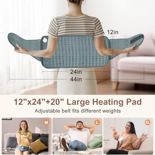 IGXHAVIZ Heating Pad for Back Pain Relief, Electric Heating Pad for Period Cramps Neck Shoulders with Belt, 4 Timer 6 Heat...
