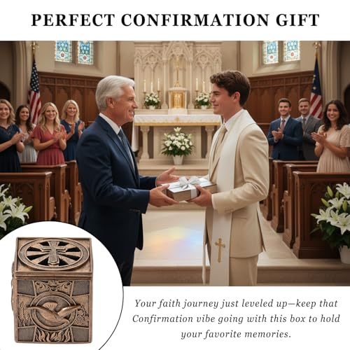 Confirmation Collection Keepsake Box, Ideas Confirmation Gifts for Teenage Boys Girls, Religious First Holy Communion Gif...