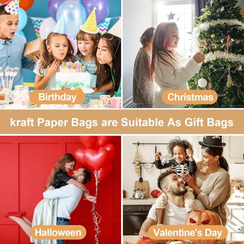 MAQIHAN Small Kraft Bags with Handles - 15 Pcs Small Kraft Paper Bags Brown Bag Paper with Candy Birthday Party Favor Craf...