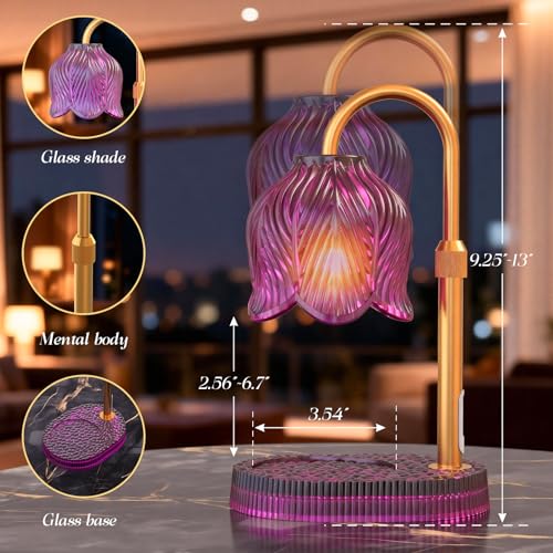 WYghyronic Candle Warmer Lamp with Adjustable Height - Flameless 4-Level Dimmable Wax Warmer, Timer Function & Stylish Des...
