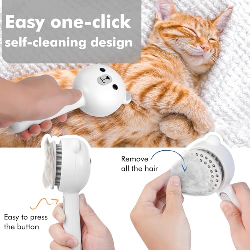 4 in 1 Pet Steam Brush for Cat & Dog, Cat Steam Brush for indoor Cats, Self Cleaning Shedding & Grooming Tool with Waterle...