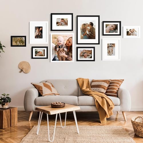 KINLINK 5x7 Picture Frame Black, Solid Wood Frames 5x7 with Acrylic Plexiglass for Pictures 4x6 With Mat,Tabletop and Wall...