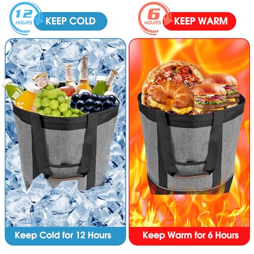 Insulated Cooler Bag, Reusable 30 Cans Insulated Bag, Soft Portable Grocery Bags for Shopping Food Travel Beach Camping