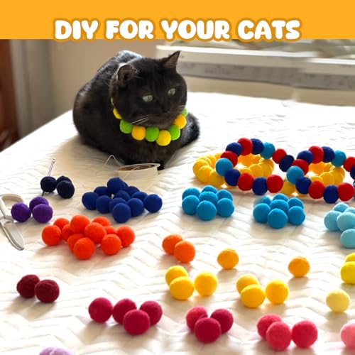 TEAWOO 50Pcs Cat Toys Pom Pom Balls with 1 Launcher Set, Interactive Cat Toy Stuff for Indoor Both Adult & Kitten Toys