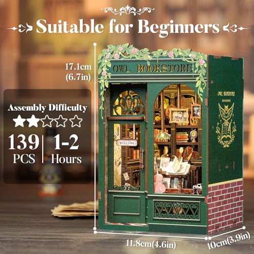 CUTEBEE Book Nook Kit - DIY Miniature House Kit for Adults, Teens and Beginners, Dollhouse Booknook Library Tiny House Boo...