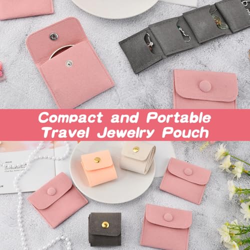 Londehuhai 6Pcs Portable Jewelry Organizer Bag Set, Mini Travel Jewelry Pouch with Buckle, Foldable Jewelr-y Roll Multi-Co...