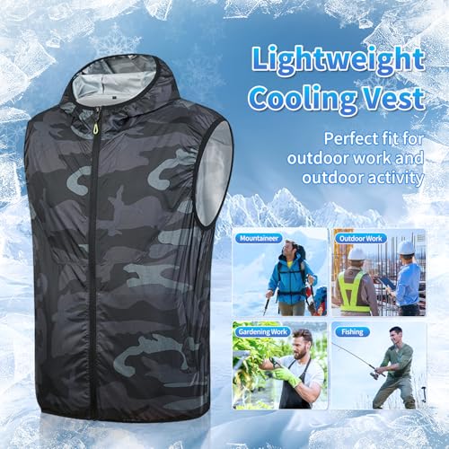 THEKUKU Cooling Vest for Men with 2 Fans, Air Conditioner Clothes, 12V 360° Air Supply Cooling Jacket, UV Protection Cooli...