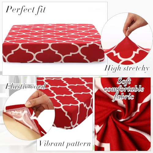 Newwiee 4 Pcs Waterproof Outdoor Cushion Covers for Patio Furniture Stretch Outdoor Couch Cushion Covers Replacement Moroc...