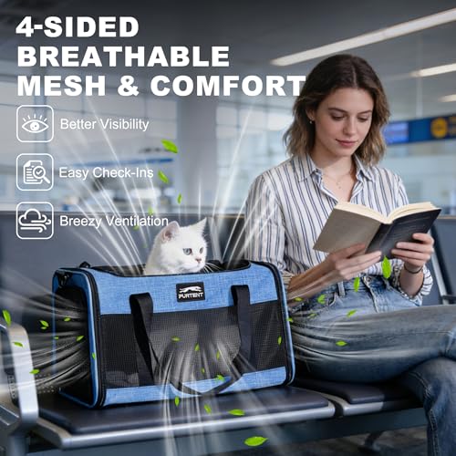 Pet Carrier Airline Approved, Soft Sided Cat Carrier for Small Pets up to 13 lbs, TSA Approved Dog Travel Bag with Foldabl...