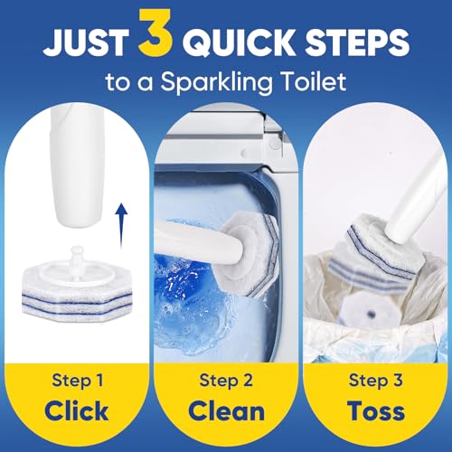 HHXI 15Ct Aromative Toilet Brush Refills, Toilet Bowl Cleaner Refills, Double-Layer Cleaning Pads Added, Disposable Refill...
