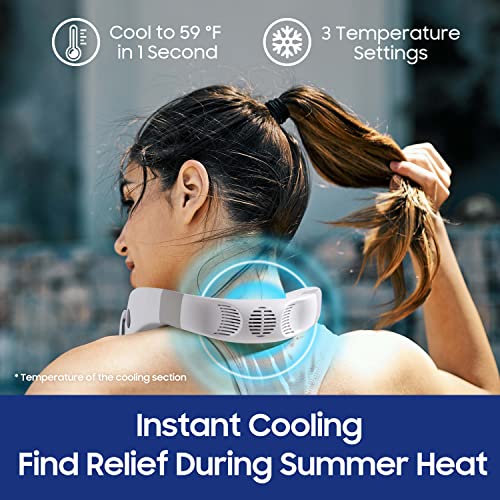 HomePlus Cooling Neck Fan, 2-in-1 Neck Air Conditioner Portable Rechargeable, Wearable Personal Fan, 4400mAh Large Batter...