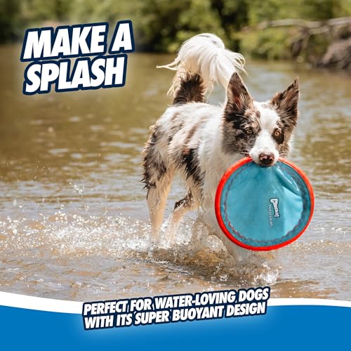 Chuckit! Paraflight Flying Disc Dog Toy - Water Floating Flyer - Durable Nylon Construction with Soft Rubber Edges - For M...