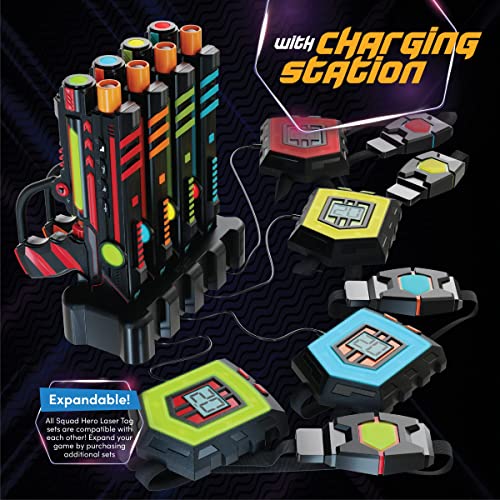 Squad Hero Rechargeable Laser Tag 360° Sensors + LCDs - Set of 4 - Easter Gift Ideas for Kids Teens and Adults Boys & Girl...