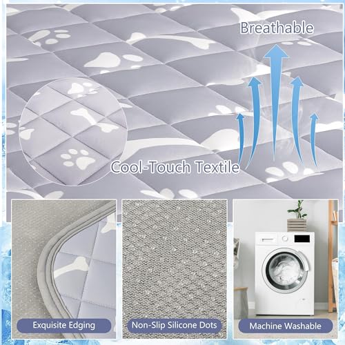 NACOCO Dog Cooling Mat with Non-Slip & Internal Waterproof Leakproof Design, Extra Thick, Machine Washable for Medium and ...