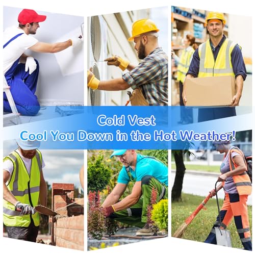 Qudubuy Cooling Ice Vest for Men Women, Upgraded Adjustable Evaporative Cooling Vest for Hot Weather, Reusable, Lightweigh...