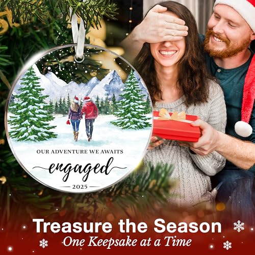 Engagement Gifts for Couples - Impressive 2025 Engagement Ornament Set, Timeless First Christmas Engaged Ornament, Unique ...