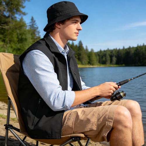 MANLUODANNI Men's Lightweight Vest Sleeveless Outdoor Work Jacket for Travel Hiking Running