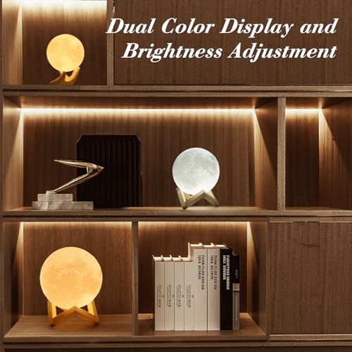 Mydethun 3.5 Inch 3D Moon Lamp – Birthday Gifts for Women, Mood Lighting w/Ceramic Base, White Elephant Gifts for Teenage ...