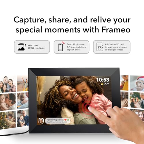 Frameo 10.1 Inch WiFi Digital Picture Frame with 32GB Storage,1280 * 800P IPS HD Touch Screen,Send Photos/Videos from Your...