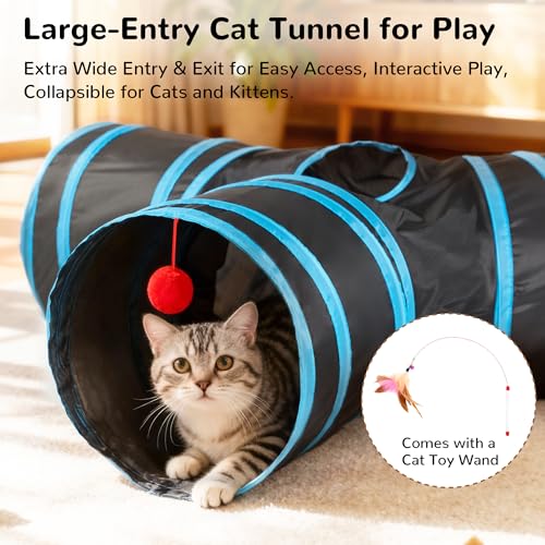 Tempcore Pet Cat Tunnel Tube Cat Toys 3 Way Collapsible, Tunnels for Indoor Cats，Kitty Bored Peek Hole Toy Ball Cat, Pupp...