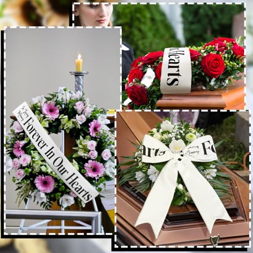 Fanfanwin Funeral Sash Memorial Wreath Sash Funeral Ribbon Celebration of Life Ribbon for Casket or Wreath Flower Memorial...