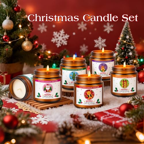 Christmas Candles Set - 6 Pack Christmas Scented Candles Gift Set, Bulk Stocking Stuffers for Coworkers Adults Women,Scent...