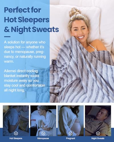 Ailemei Direct Cooling Throw Blanket for Hot Sleepers,Double Sided Cold Effect, Lightweight Breathable Summer Bed Blanket ...