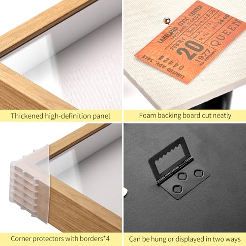 MUXIUNT 5x5 Shadow Box Picture Frame Display Case with Soft Linen Back-Thickened Panel,Small Mini Brown Deep Shadow Memory...