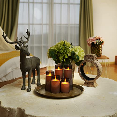 Homemory Gray Flickering Flameless Candles, Battery Operated Acrylic LED Pillar Candles with Remote Control and Timer, Hal...