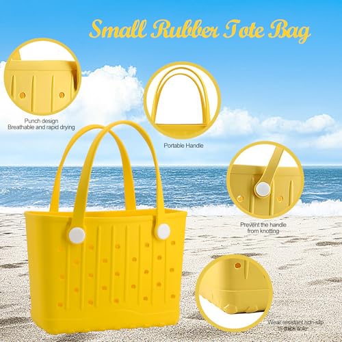 Forrader Rubber Tote Bag Small Beach Bag Waterproof Travel Bags Washable Tote Portable Handbag for Sports Beach Outdoor