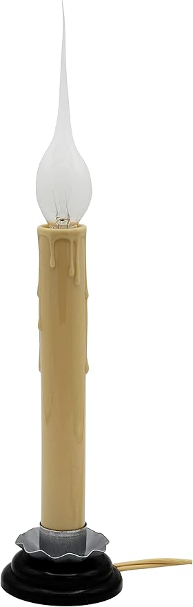 Creative Hobbies 7 Inch Electric Rustic Country Candle Lamp with On/Off Switch, 5 Foot Ivory Cord, Metal Base and 5W Silic...